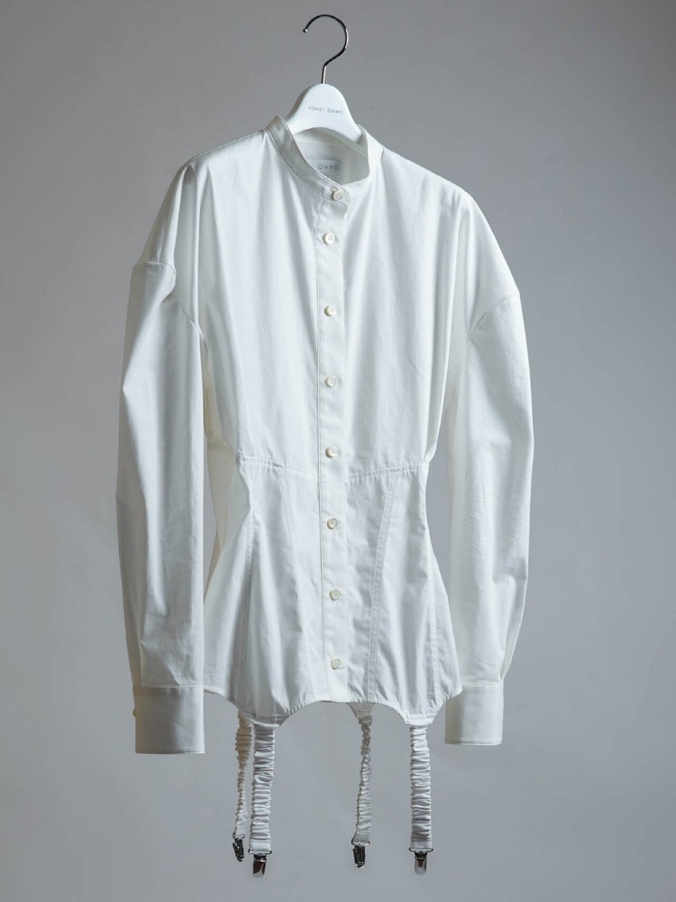 WHITE GARTER SHIRT  요헤이 오노 화이트 가터 셔츠 - 아데쿠베