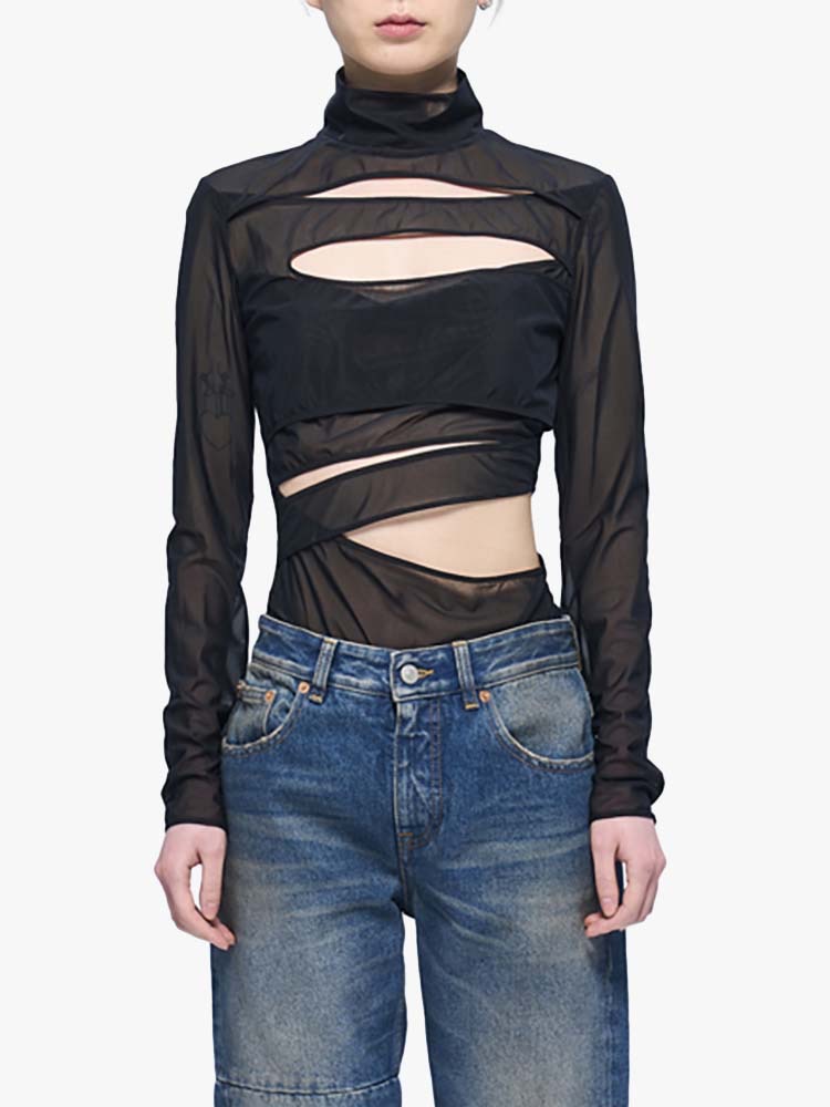 BLACK RETE MESH TOP  보야로브스카야 블랙 리티 메쉬 탑 - 아데쿠베