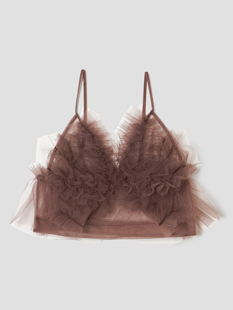 BROWN TULLE BRA  치카 키사다 브라운 튤 브라 - 아데쿠베