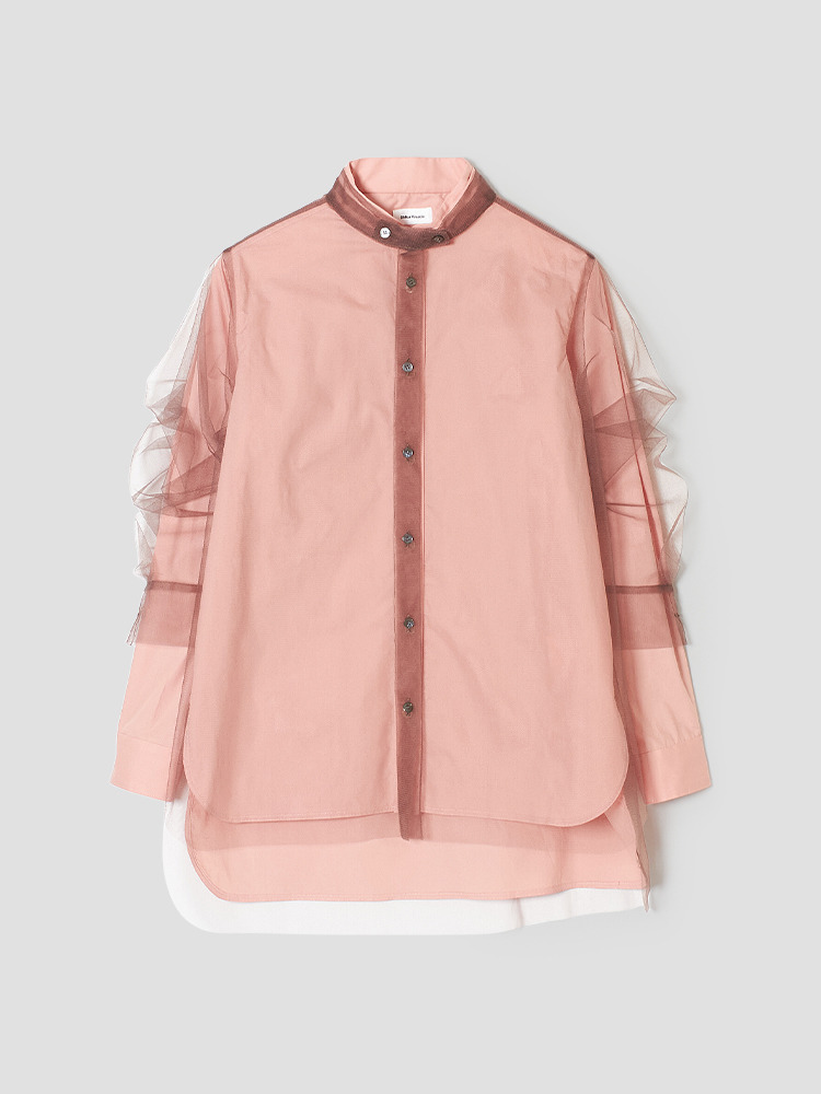 PINK TULLE LAYERED SHIRT  치카 키사다 핑크 튤 레이어드 셔츠 - 아데쿠베