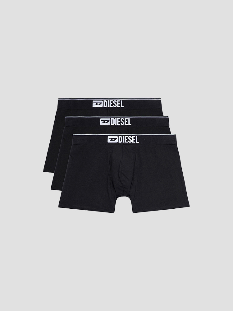 BLACK PLAIN LONG BOXER BRIEFS 3-PACK  디젤(DIESEL) 블랙 플레인 롱 박서 브리프 - 아데쿠베