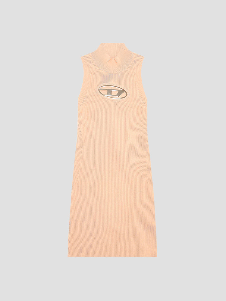 PINK ONERVA CUT OUT LOGO PLAQUE SHORT DRESS  디젤(DIESEL) 핑크 컷아웃 로고 플라크 숏 드레스 - 아데쿠베