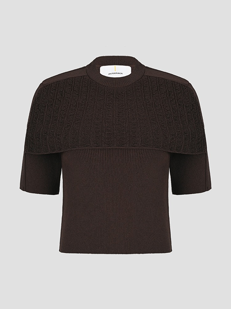 BROWN EDYTHE KNIT PANEL PULLOVER  아키라나카 브라운 에디스 니트 패널 풀오버 - 아데쿠베