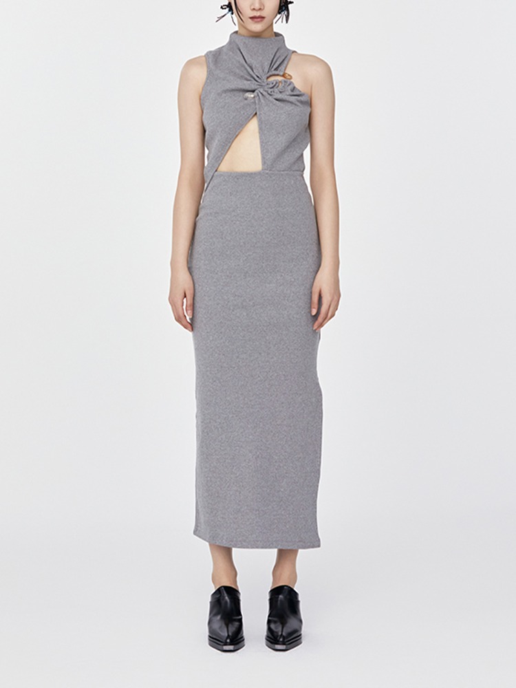 GREY MELANGE CALLISTO MARLE COLUMN DRESS  크리스토퍼 에스버 그레이 멜란지 칼리스토 마를 콜럼 드레스 - 아데쿠베