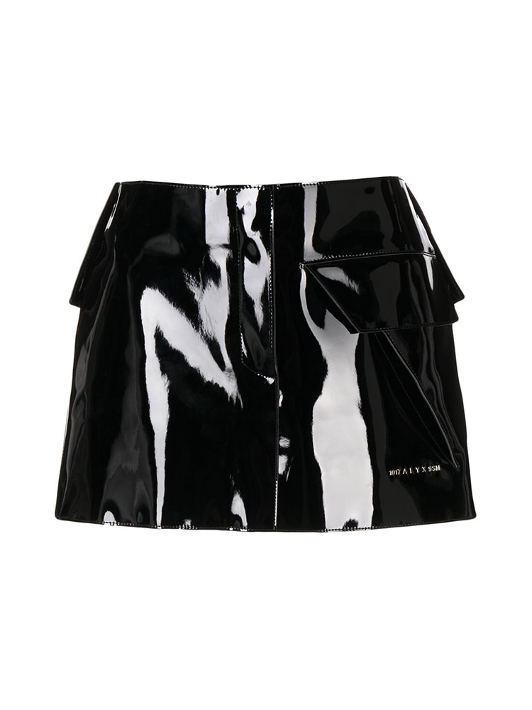 BLACK PVC MINI SKIRT  알릭스 블랙 PVC 미니 스커트 - 아데쿠베