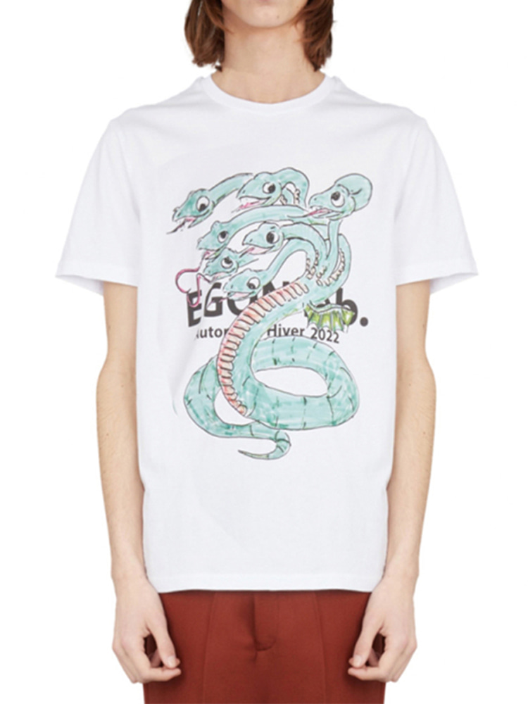 WHITE MASCOTTE EGONIMATI T-SHIRTS  에곤랩 화이트 마스코트 에고니마티 티셔츠 - 아데쿠베