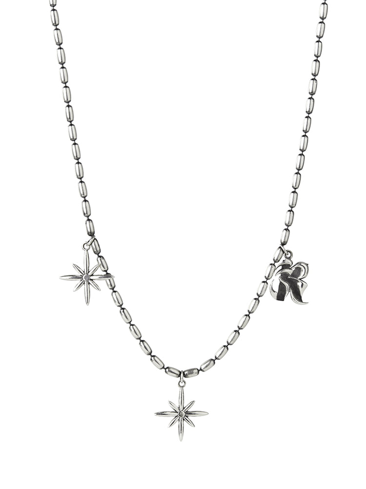 SILVER MULTI CHARM CHALK NECKLACE  쿠시코크 실버 멀티 참 초크 목걸이 - 아데쿠베