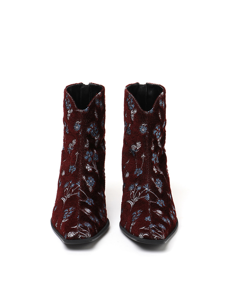 BORDEAUX FLORAL JACQUARD BOOTS  마메 쿠로구치 보르도 플로럴 자카드 부츠 - 아데쿠베