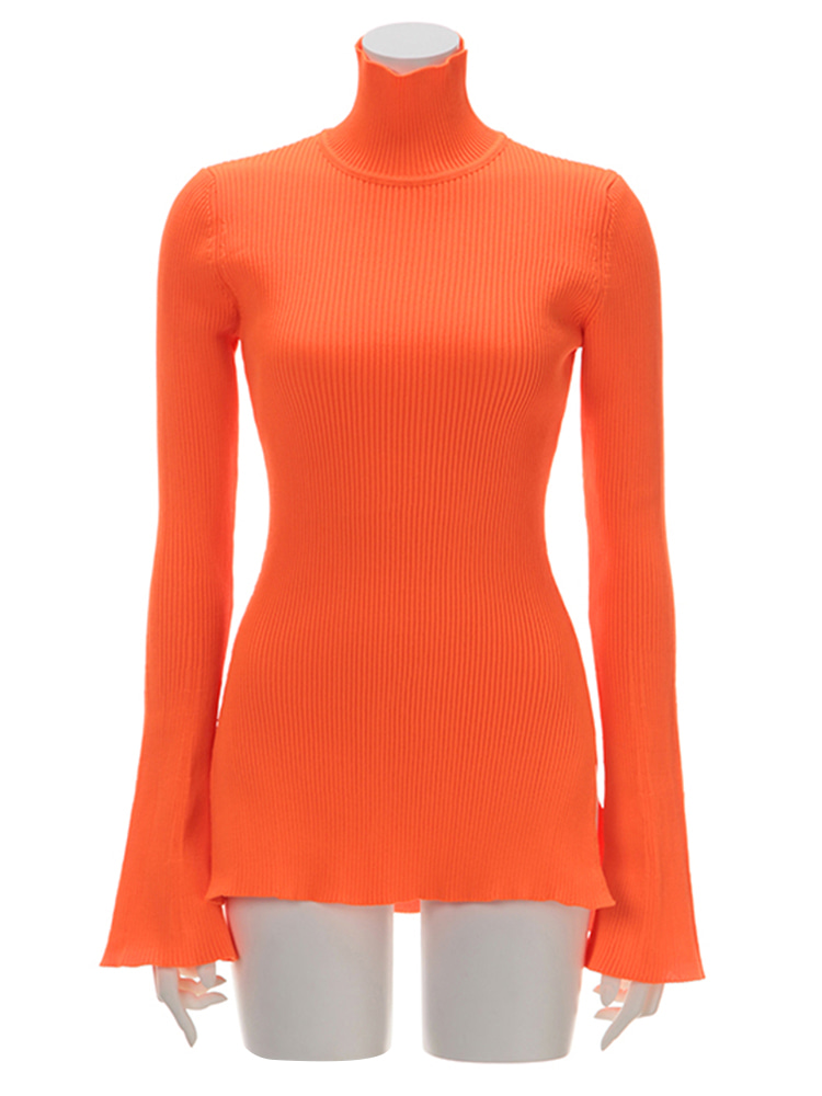 ORANGE RIBBED KNITTED TOP  마메 쿠로구치 오렌지 리브드 니트 탑 - 아데쿠베