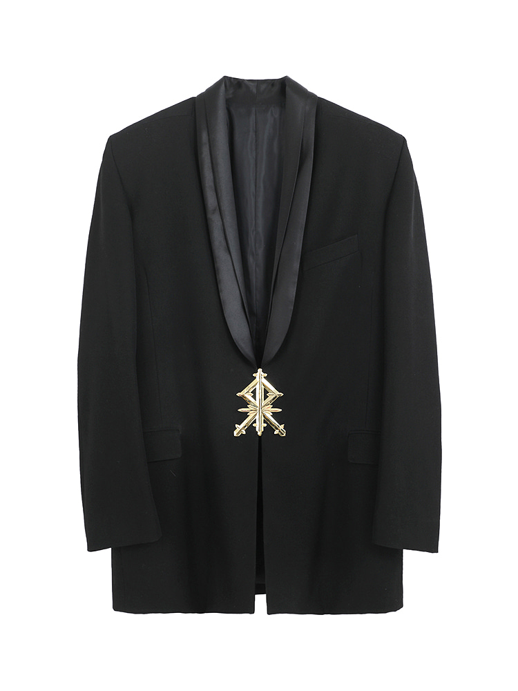 BLACK GOLDEN JEWELRY BUTTON TUXEDO JACKET  산쿠안즈 블랙 골든 쥬얼리 버튼 턱시도 자켓 - 아데쿠베