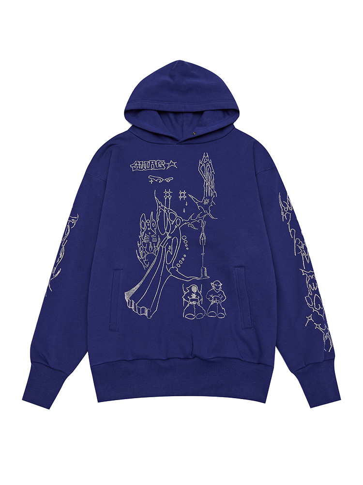 KLEIN BLUE GRAPHIC HOODIE SWEATSHIRT  산쿠안즈 클라인 블루 그래픽 후디 스웨트셔츠 - 아데쿠베