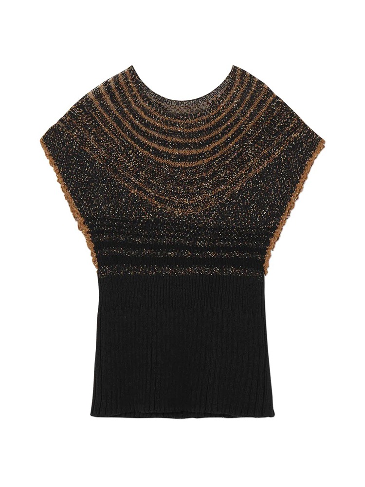 BLACK SLEEVELESS BEADED KNIT PULLOVER  마메 쿠로구치 블랙 민소매 니트 - 아데쿠베