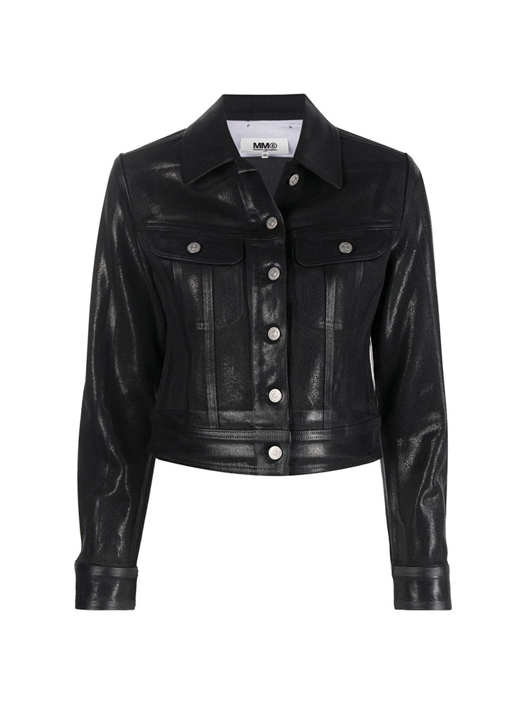 BLACK FAUX LEATHER JACKET  MM6 블랙 페이크 레더 자켓 - 아데쿠베