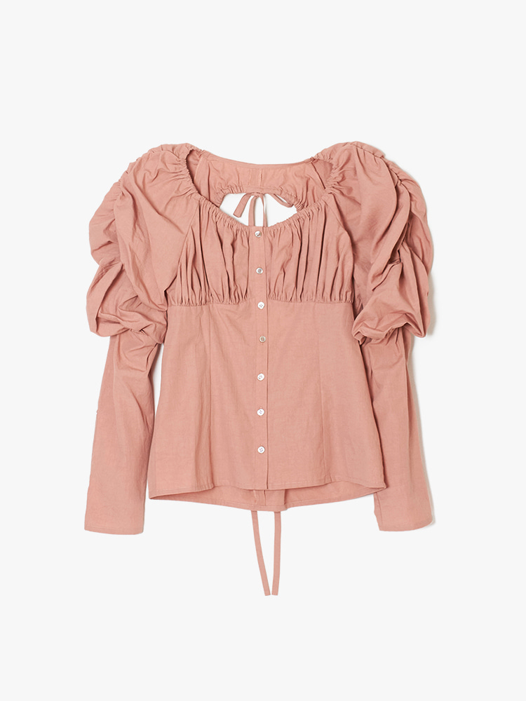 PINK PUFF SHOULDER BLOUSE  치카 키사다 핑크 퍼프 숄더 블라우스 - 아데쿠베