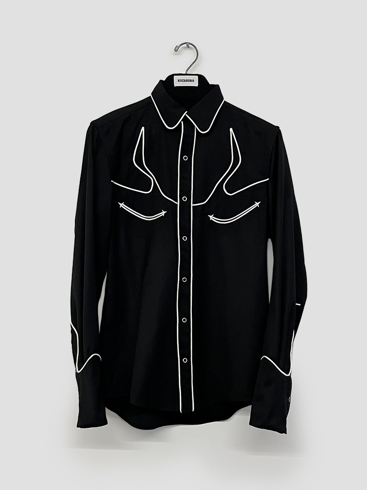 BLACK SLIM WESTERN SHIRTS  코자부로 블랙 슬림 웨스턴 셔츠 - 아데쿠베