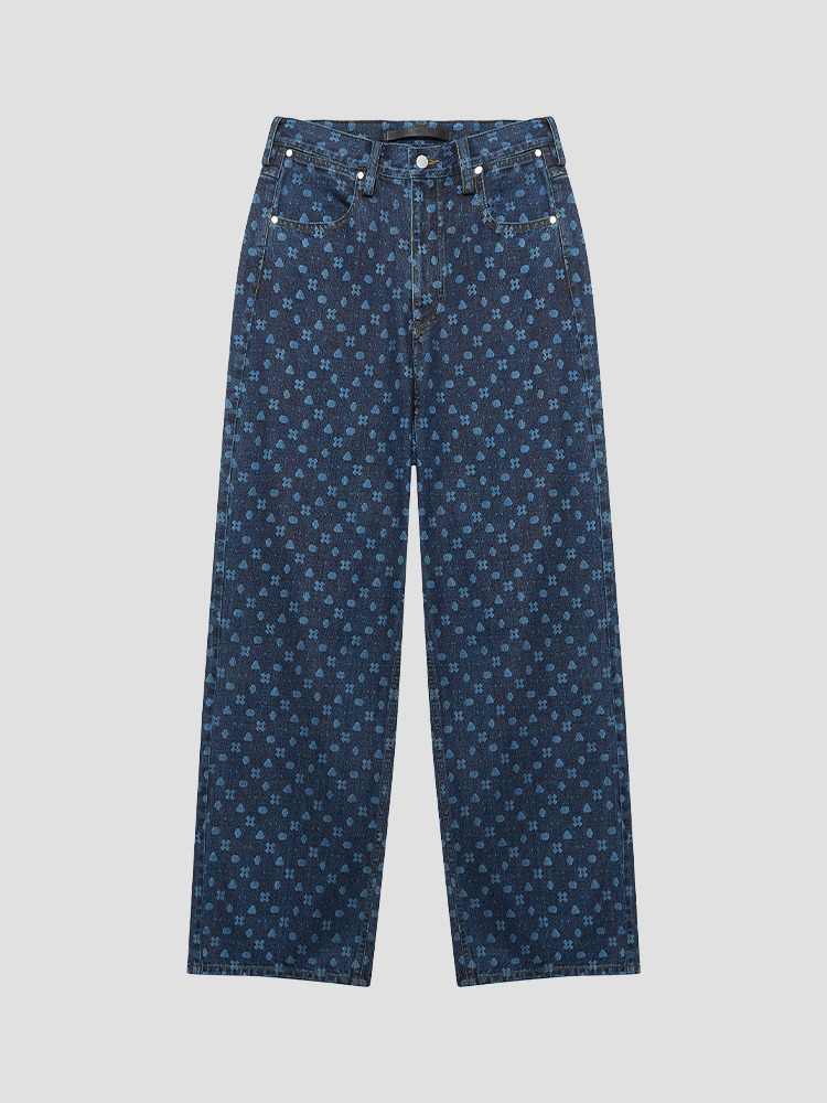 BLUE GRAPHIC DENIM PANTS  산쿠안즈 블루 그래픽 데님 팬츠 - 아데쿠베