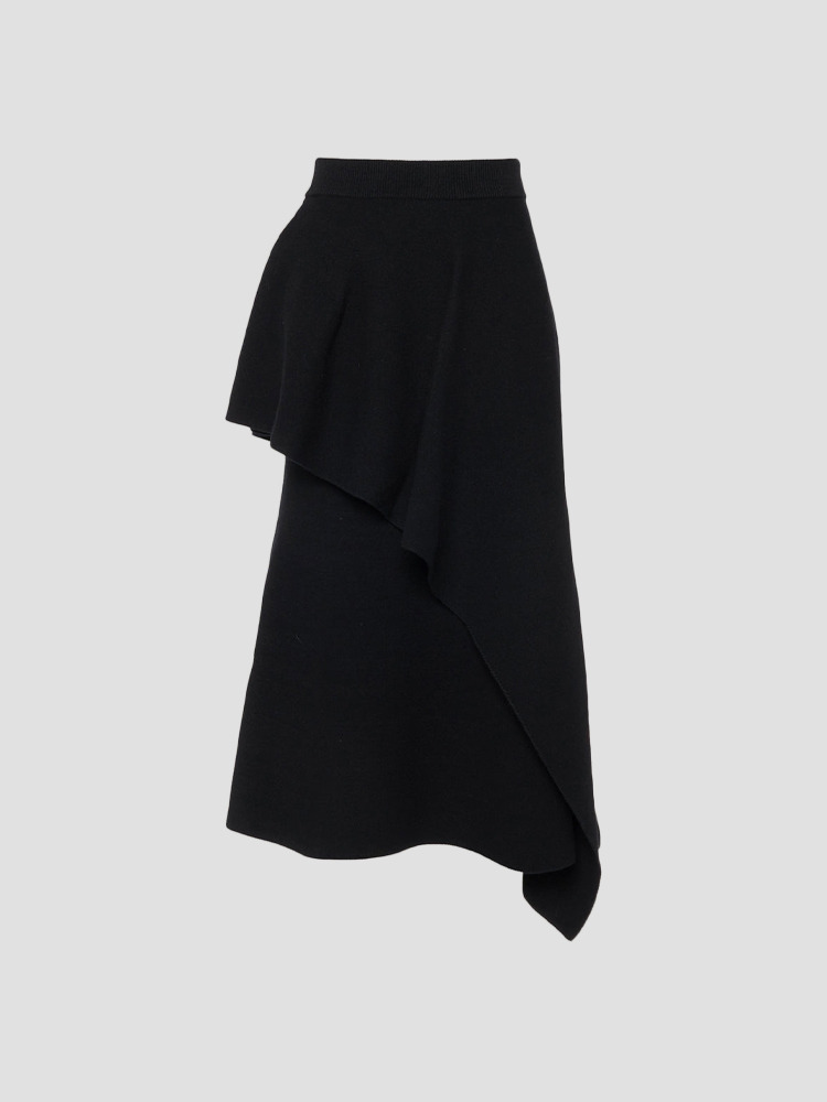 BLACK CAROLA KNIT PANEL SKIRT  아키라나카 블랙 카롤라 니트 패널 스커트 - 아데쿠베