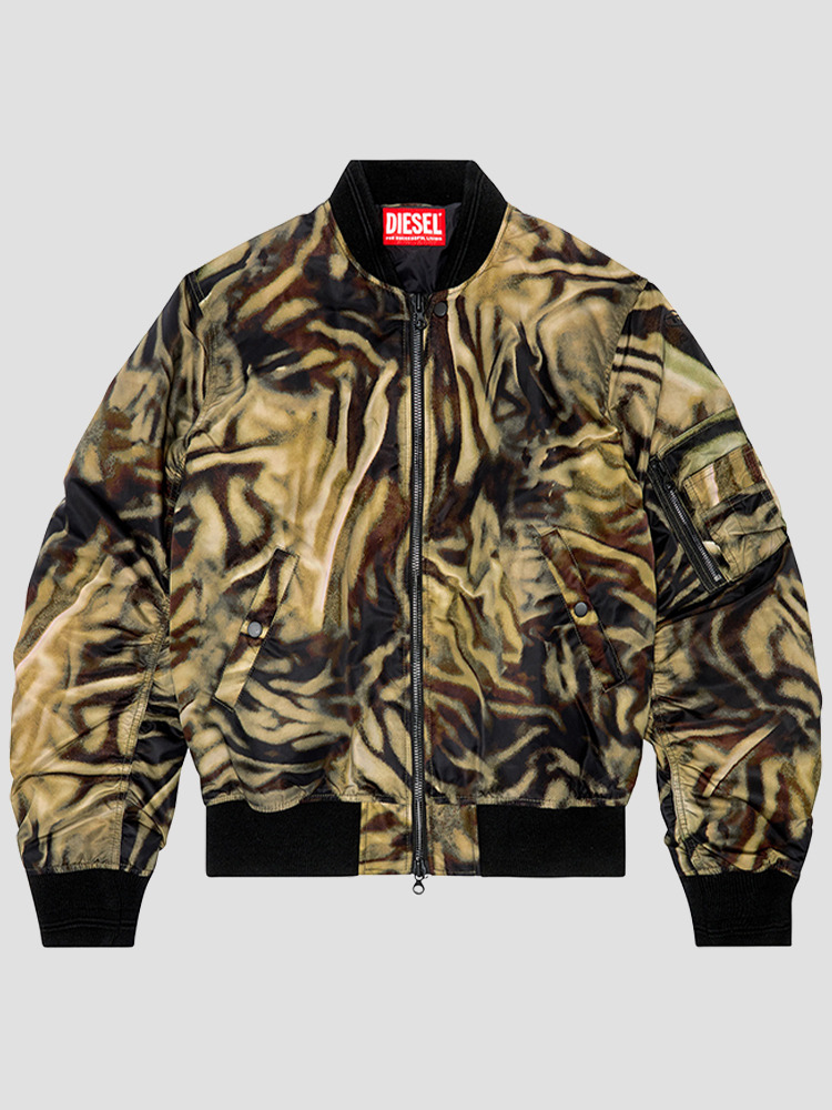 BLACK DUBLEE ZEBRA CAMO PADDED BOMBER JACKET  디젤(DIESEL) 블랙 지브라 카모 패드 봄버 자켓 - 아데쿠베