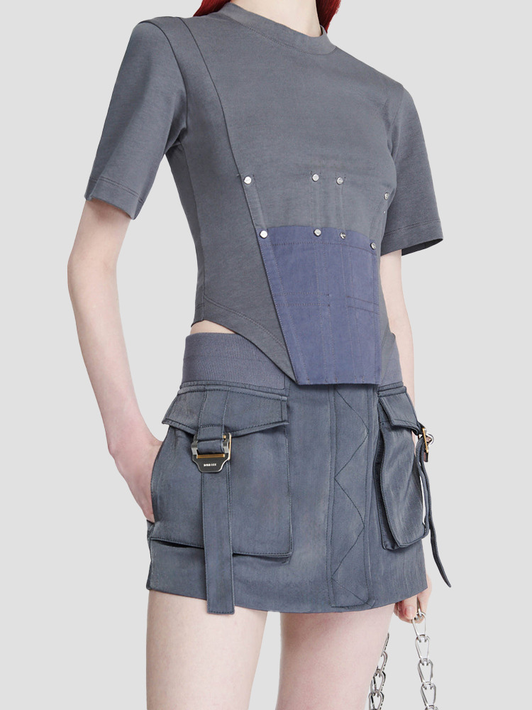 ASPHALT AVIATOR POCKET SKIRT  디온 리(DION LEE) 아스팔트 에비에이터 포켓 스커트 - 아데쿠베