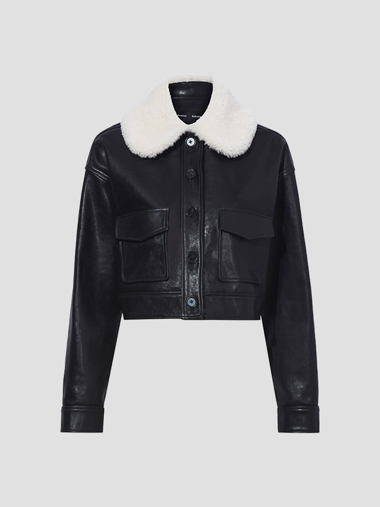 BLACK SHEARLING COLLAR JUDD JACKET  프로엔자 슐러 블랙 시어링 칼라 주드 자켓 - 아데쿠베