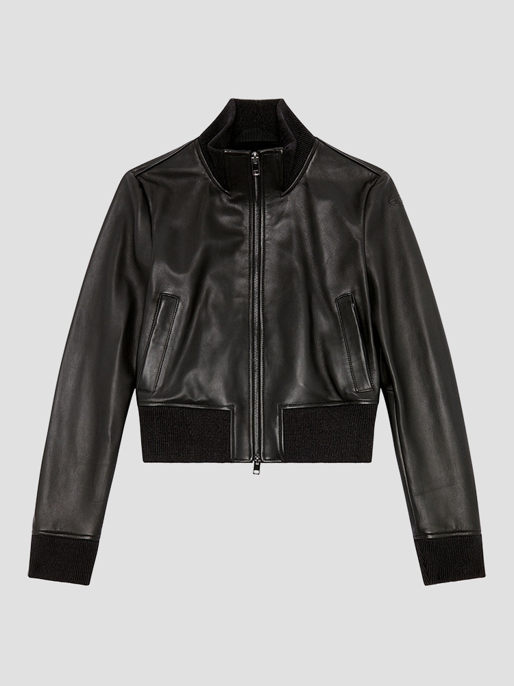 BLACK HUNG WAXED LEATHER JACKET  디젤(DIESEL) 블랙 왁스드 레더 자켓 - 아데쿠베