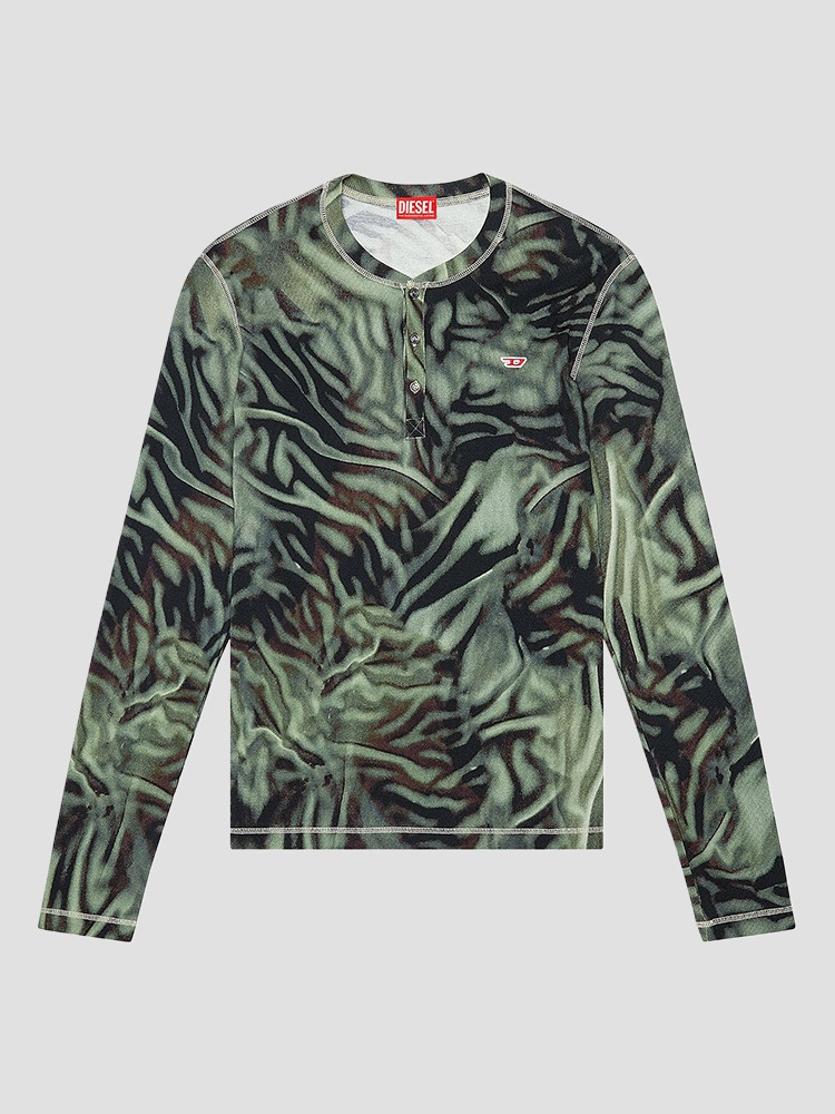 GREEN SER ZEBRA CAMO T-SHIRT  디젤(DIESEL) 그린 지브라 카모 티셔츠 - 아데쿠베