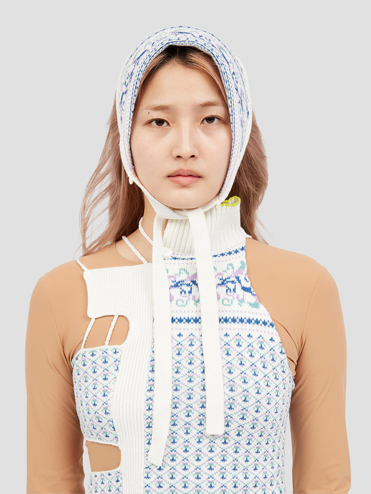 WHITE BLUE MULTI PATTERN FOULARD  MM6 화이트 블루 멀티 패턴 풀라드 - 아데쿠베