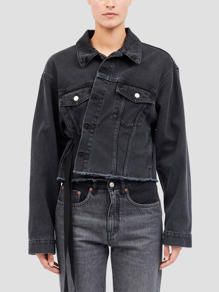 BLACK DENIM CROPPED JACKET  MM6 블랙 데님 크롭 자켓 - 아데쿠베