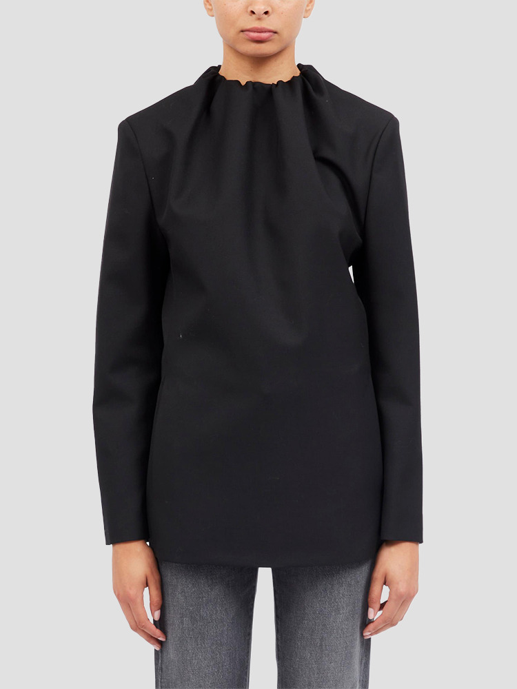 BLACK GATHERED NECK JACKET  MM6 블랙 개더 넥 자켓 - 아데쿠베