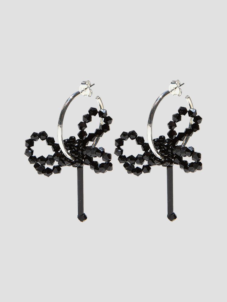 BLACK ASTER CHINENSIS CONSUMPTIS LOOPS EARRINGS  헬레나 튤린 블랙 아스터 루프 귀걸이 - 아데쿠베