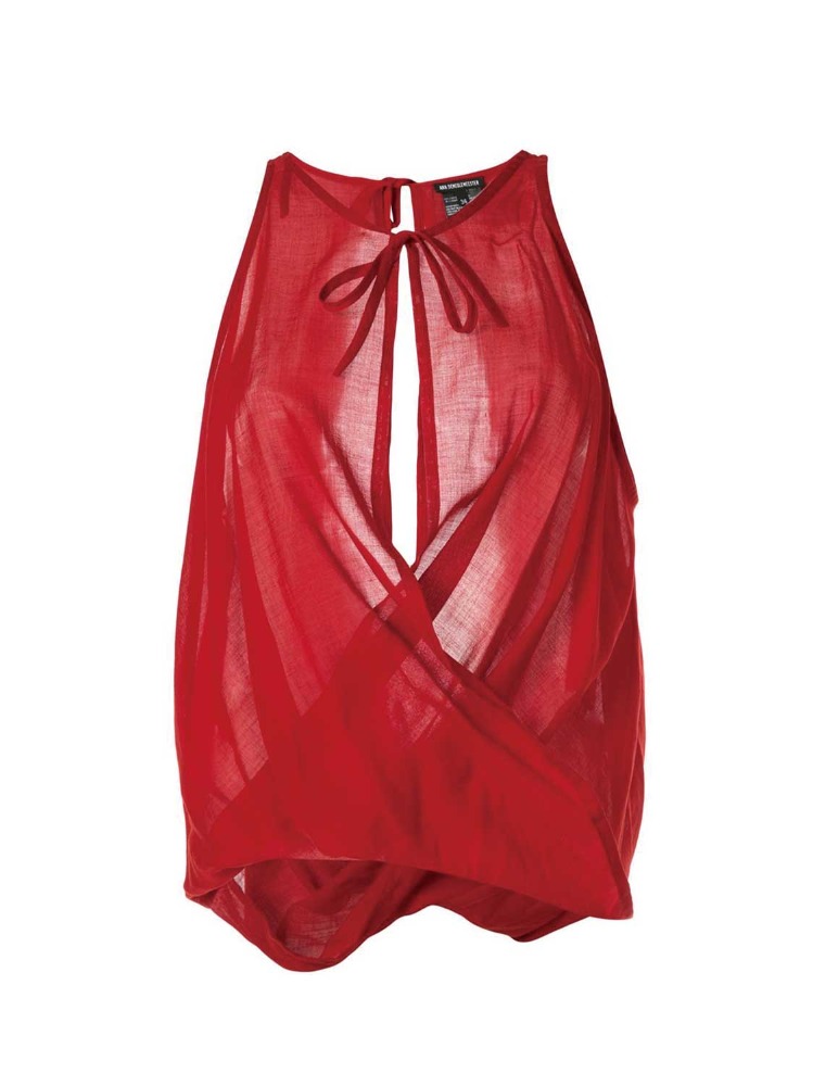 RED SHEER SLEEVELESS TOP  앤 드뮐미스터 레드 쉬어 슬리브리스 탑 - 아데쿠베