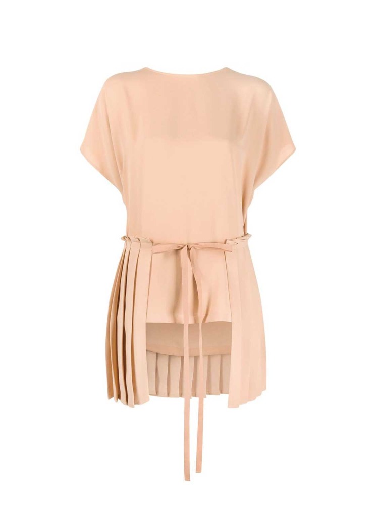 BEIGE PLEATED WAIST TIE TOP  MM6 베이지 플리츠 웨이스트 타이 탑 - 아데쿠베