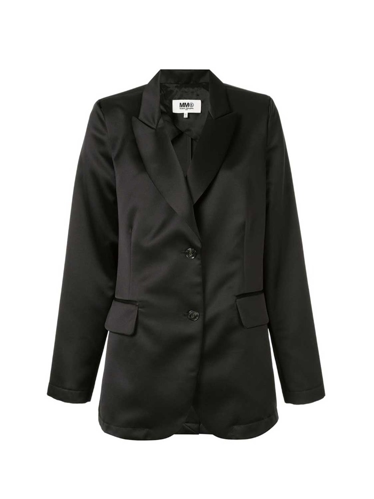 BLACK CLASSIC SATIN BLAZER  MM6 블랙 클래식 새틴 블레이저 - 아데쿠베