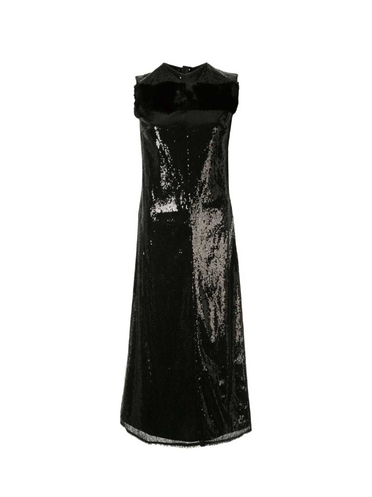 BLACK SEQUINNED MIDI DRESS  양 리 블랙 시퀸 미디 드레스 - 아데쿠베