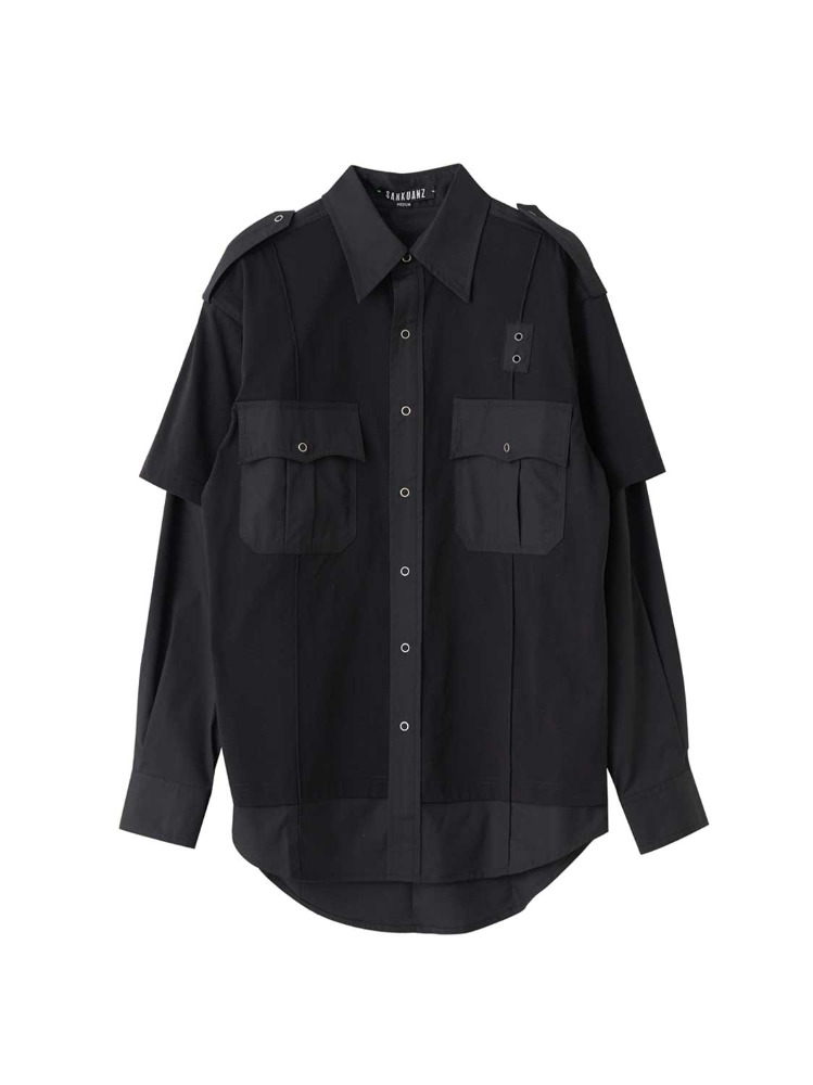 BLACK LONG SLEEVES SHIRT  산쿠안즈 블랙 롱 슬리브 셔츠 - 아데쿠베