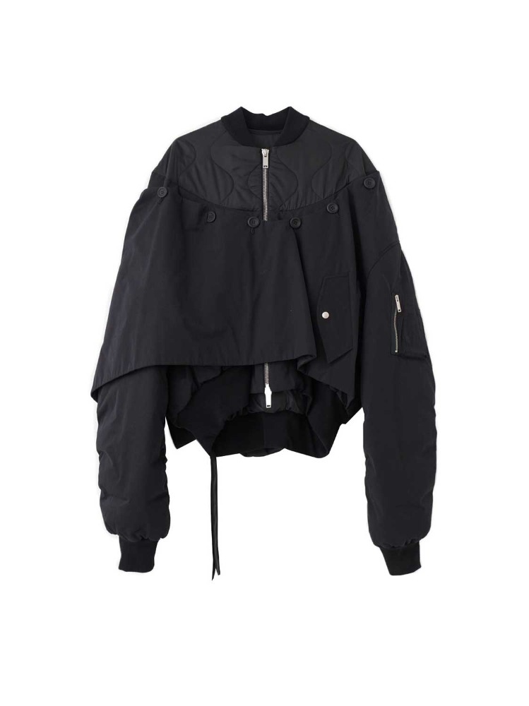 BLACK TELA PADDED WRAP BOMBER JACKET  언래블 프로젝트 블랙 테라 패디드 랩 봄버 자켓 - 아데쿠베