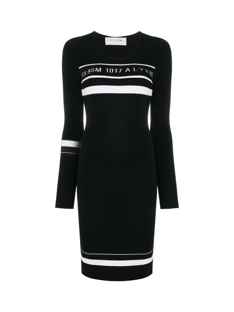BLACK WHITE LOGO KNIT DRESS  알릭스 블랙 화이트 로고 니트 드레스 - 아데쿠베