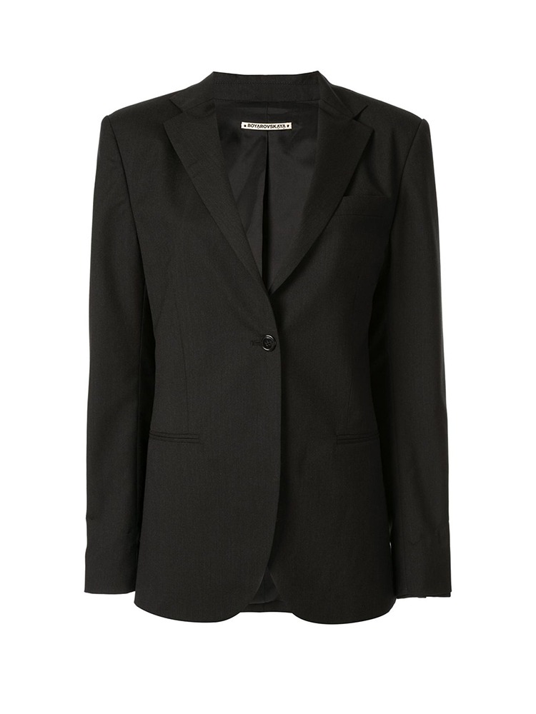 BLACK SLEEVE ADJUSTABLE WOOL BLAZER  보야로브스카야 블랙 슬리브 어저스터블 울 자켓 - 아데쿠베