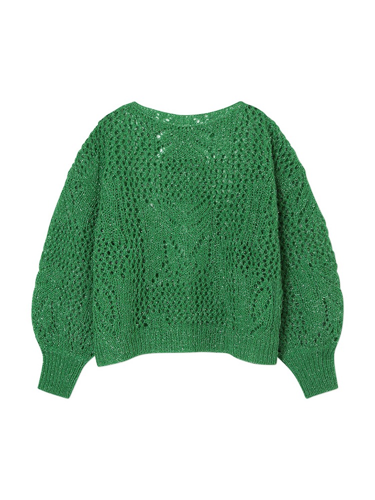 GREEN BOTANICAL PATTERN KNIT  마메 쿠로구치 그린 보타니컬 패턴 니트 - 아데쿠베