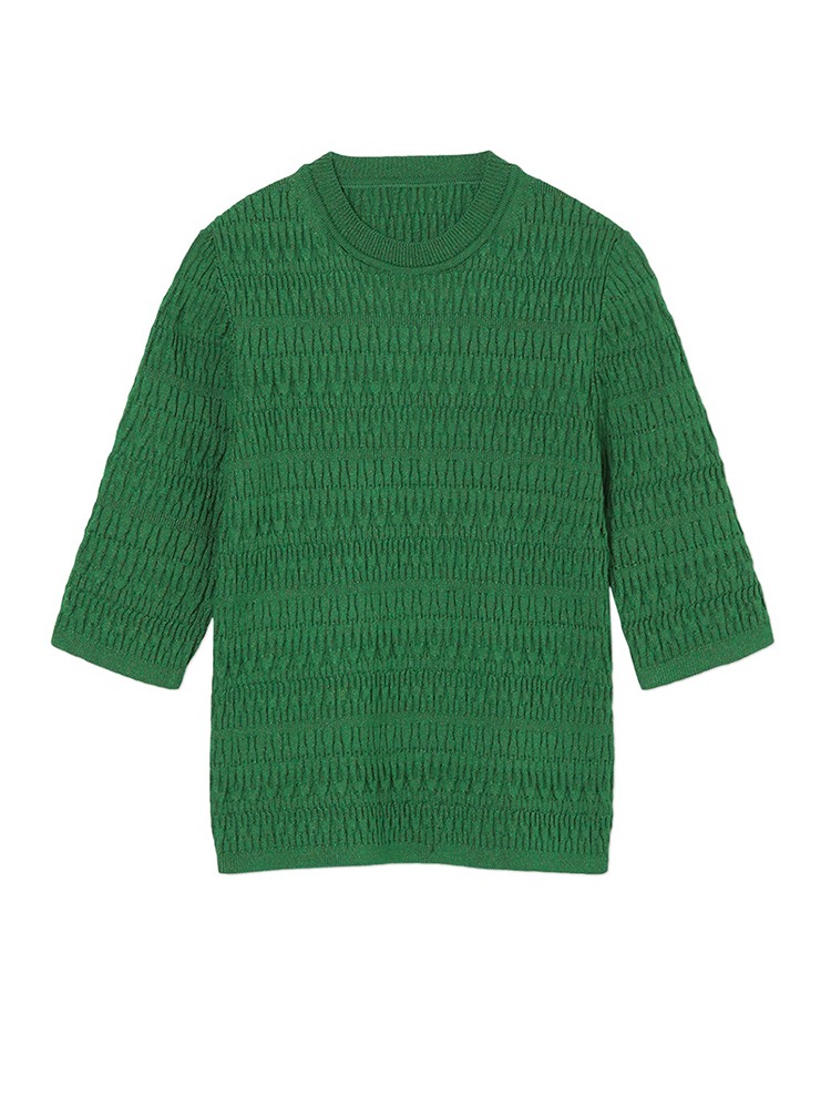 GREEN GEOMETRIC RIBBED KNIT  마메 쿠로구치 그린 지오메트릭 리브드 니트 - 아데쿠베