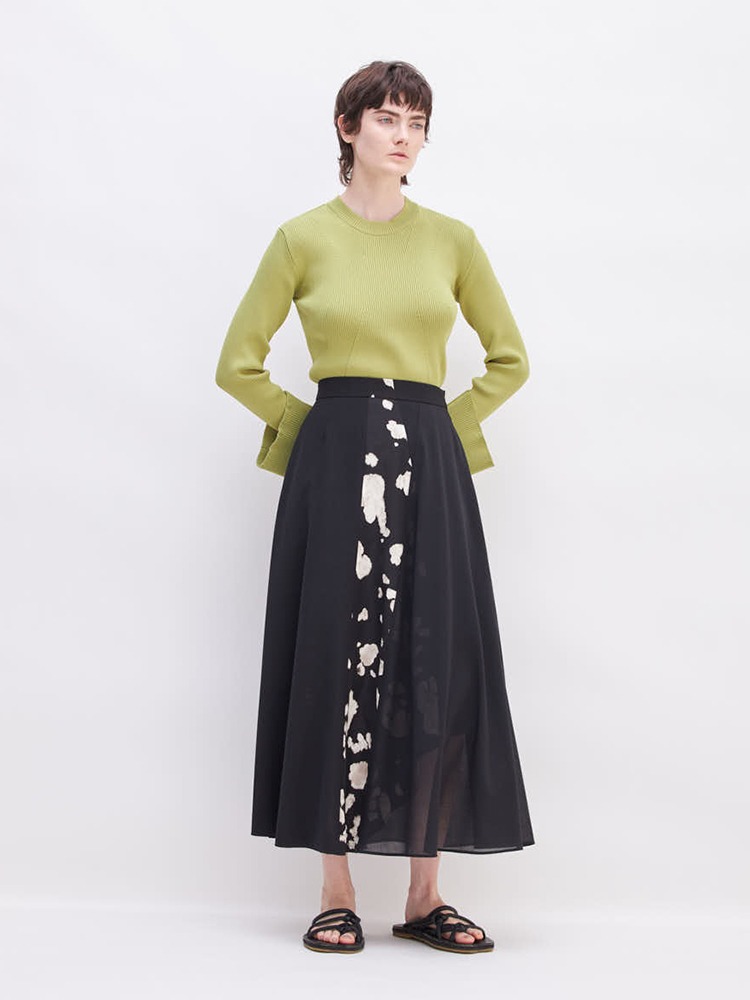 BLACK MAILI LAYERED COLOR SKIRT  아키라 나카 블랙 마일리 레이어드 컬러 스커트 - 아데쿠베