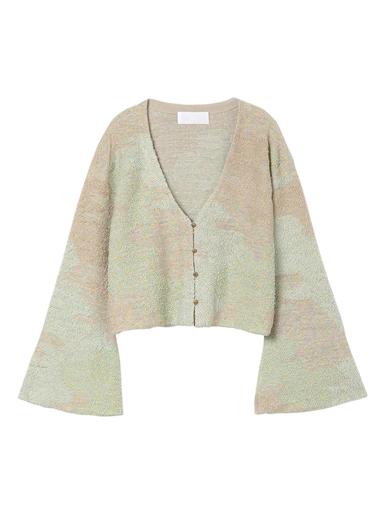 GREEN PASTEL FOG KNITTED CARDIGAN  마메 쿠로구치 그린 파스텔 포그 니트 가디건 - 아데쿠베