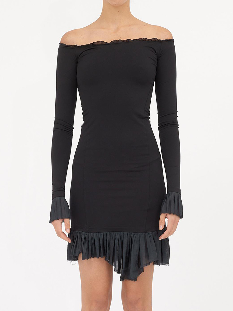 BLACK LONG SLEEVED DRESS  MM6 블랙 롱 슬리브 드레스 - 아데쿠베