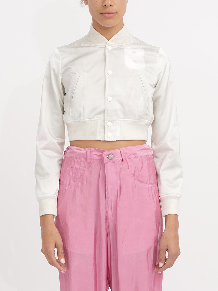 WHITE CROPPED BOMBER JACKET  MM6 화이트 크롭 봄버 자켓 - 아데쿠베