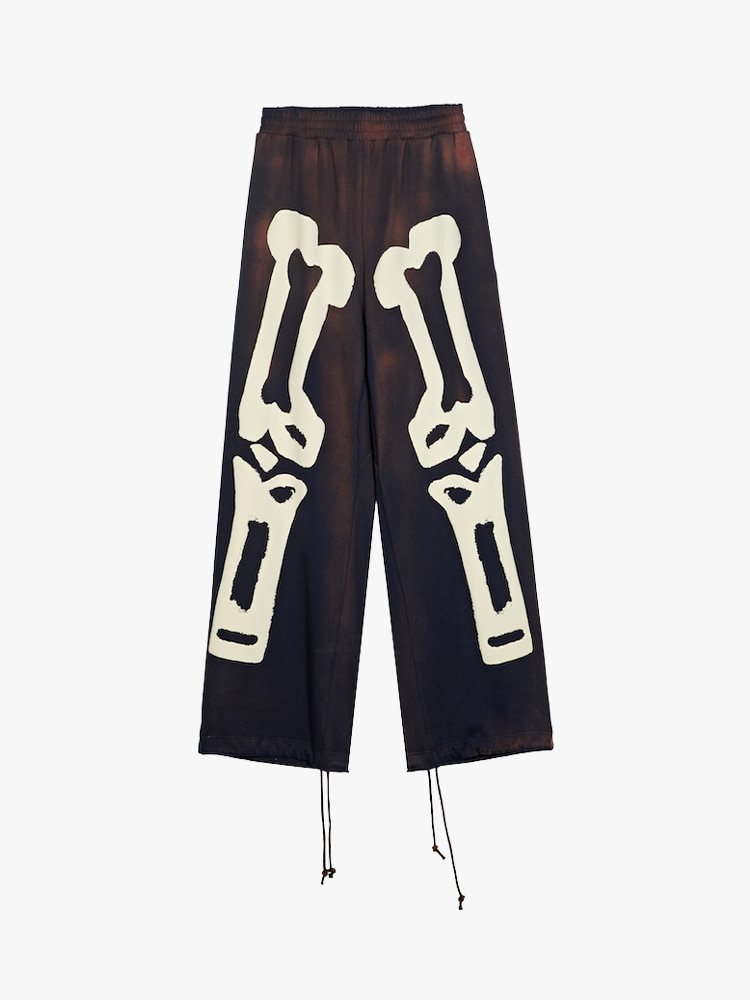 NAVY BLUE BLEACH BONE PRINTED SWEATPANTS  산쿠안즈 네이비 블루 블리치 본 프린트 스웨트팬츠 - 아데쿠베