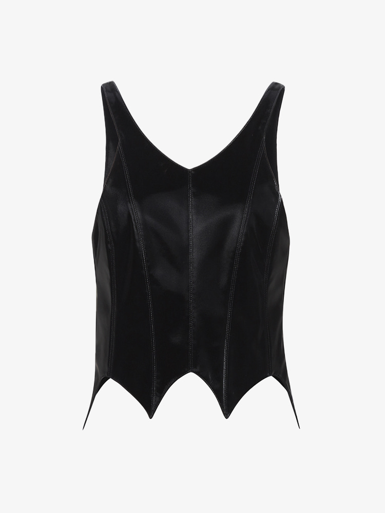 BLACK MULTI PANELLED SLEEVELESS TOP  한킴 블랙 멀티 판넬 슬리브리스 탑 - 아데쿠베