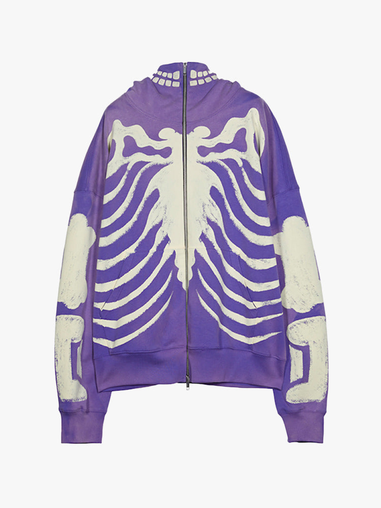 PURPLE BLEACH BONE PRINTED HOODIE  산쿠안즈 퍼플 블리치 본 프린트 후디 - 아데쿠베