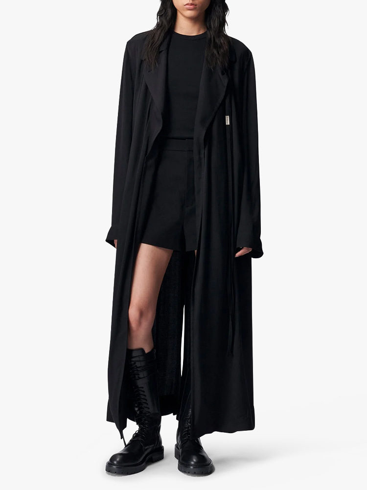 BLACK GEORGINE LONG STRAIGHT TRENCH COAT  앤 드뮐미스터 블랙 조르진 롱 스트레이트 트렌치 코트 - 아데쿠베