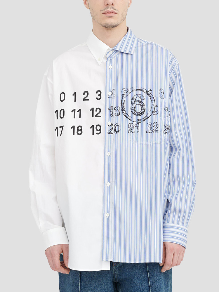 BLUE WHITE STRIPED POPLIN SHIRT  MM6 블루 화이트 스트라이프 포플린 셔츠 - 아데쿠베