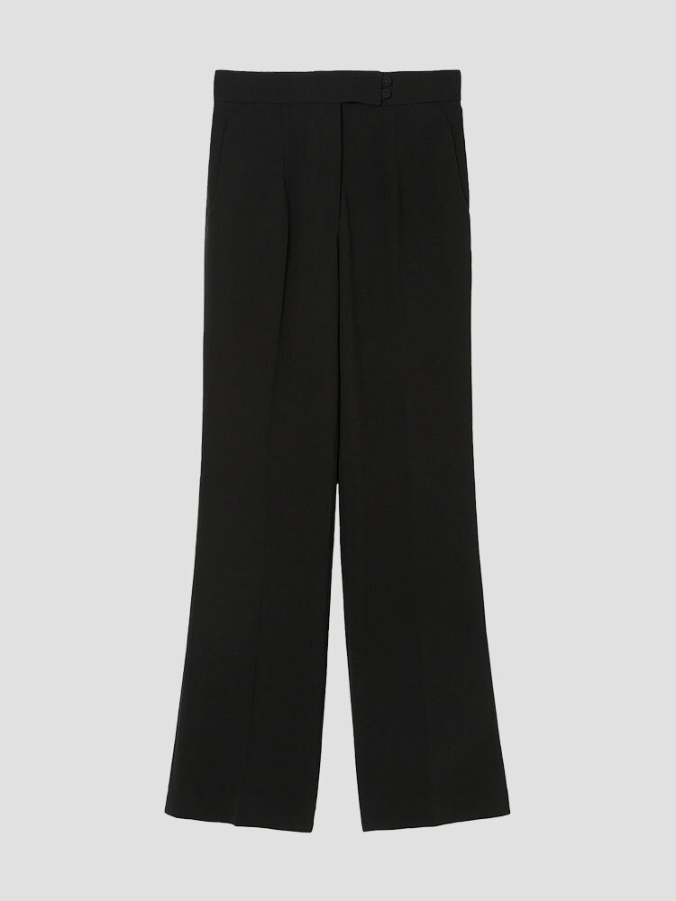 BLACK HIGH WAISTED SUIT TROUSERS  마메 쿠로구치 블랙 하이 웨이스트 수트 트라우저 - 아데쿠베